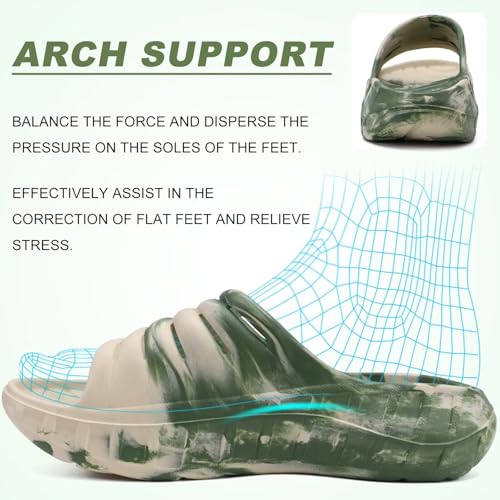 KuaiLu Men's Recovery Sandals Orthotic Cushion Open Toe Sport Slides D332788