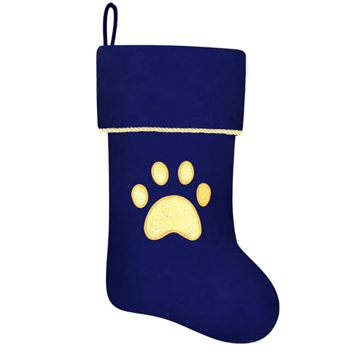 20 Inches Initial Monogram Blue Velvet Christmas Stocking with Gold Trim U394