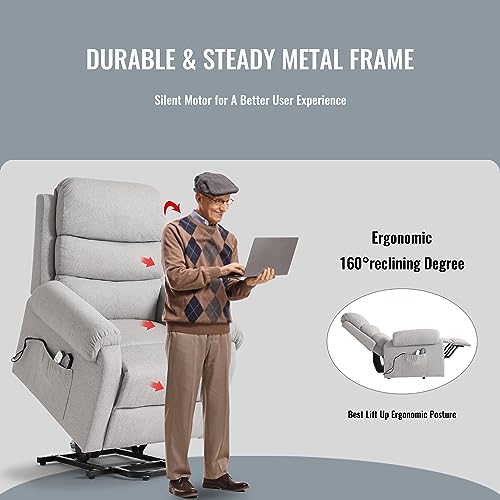 Power Lift Recliner Chair for Elderly with Heat and Massage, Dark Blue Y6453