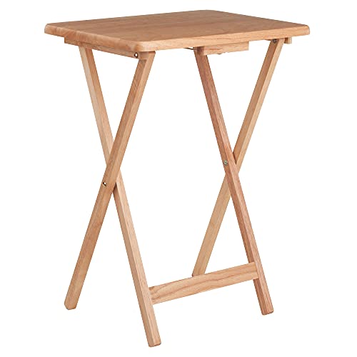 Winsome Alex Set of 2 Foldable Snack Tables, 26", Natural E793329