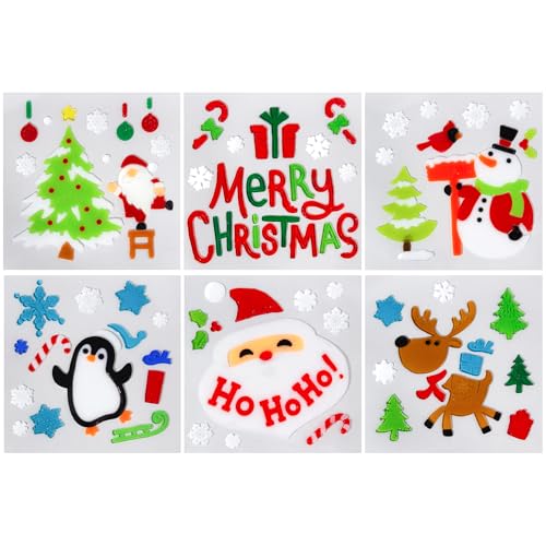 Christmas Window Clings Gel Snowflake Snowman 6-Piece Set F295752