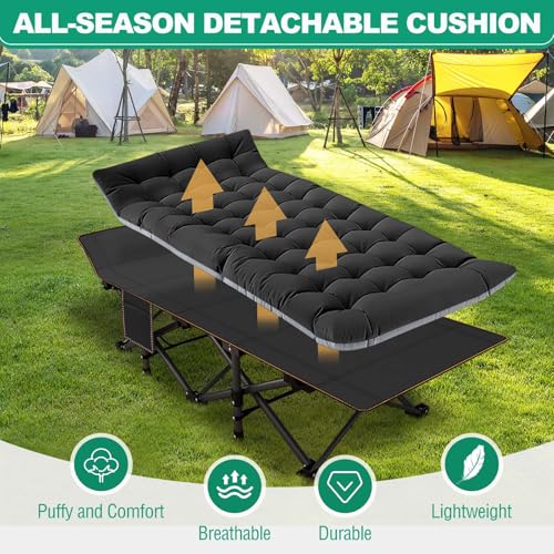 LILYPELLE Folding Camping Cot, Extra Wide Heavy Duty with Carry Bag Z15817