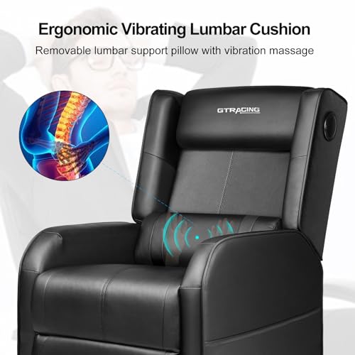 GTRACING Gaming Recliner Chair with Bluetooth Speakers, Black U6519