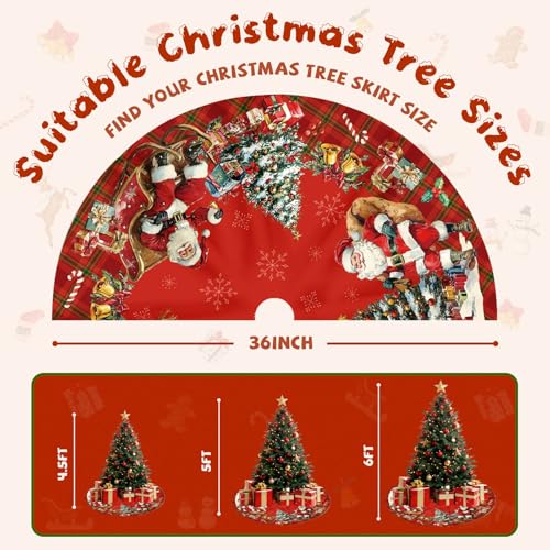 Christmas Tree Skirt 36 Inch with Snowman Reindeer Santa Snowflake L183244