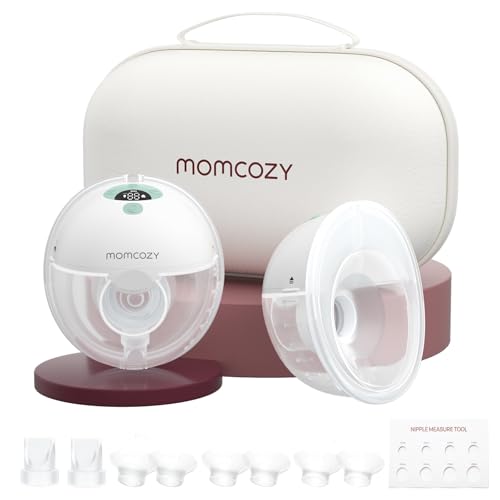 Momcozy M5 Hands-Free Wearable Breast Pump, Double-Sealed Flange, 3 Modes & 9 Suction Levels, 24mm, 2-Pack Quill Gray Z371714