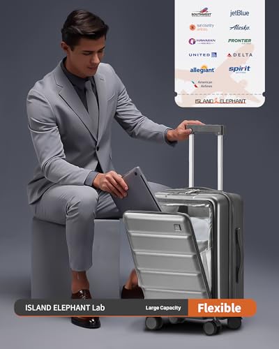 Carry On Luggage 20 Inch Hardside Suitcase with Front Pocket, TSA Lock - Grey G963846