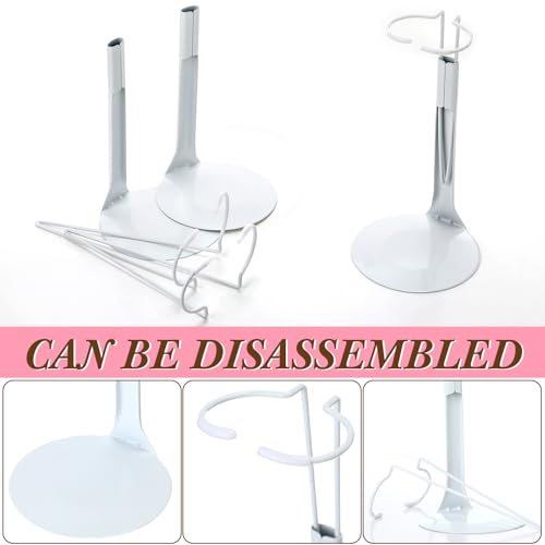 24 Pcs Adjustable Doll Stands for 8"-12" Action Figures (White, Silver) K3185