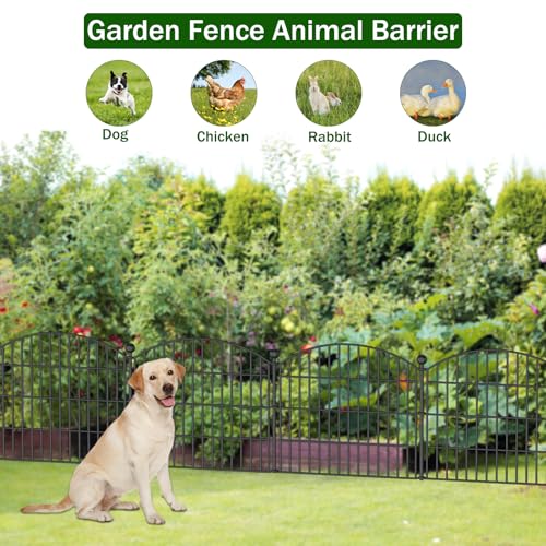 10 Panels No Dig Decorative Garden Fence, Rustproof Metal Dog Fence for Yard U518