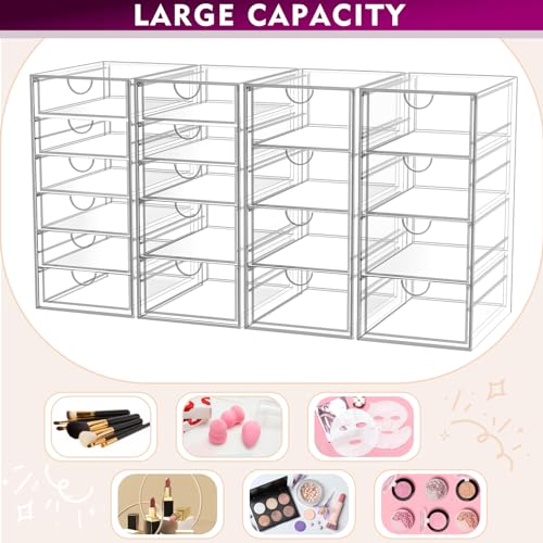 Acrylic Makeup Organizer with 19 Drawers, 4 Pack Clear Storage B90209