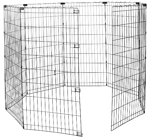 Amazon Basics Foldable Octagonal Metal Dog Playpen, Extra Large, Black G18040