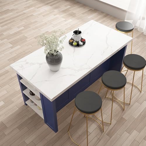 homary 72" Kitchen Island with Storage, White Dining Table with Seating & 3 Drawers H6352