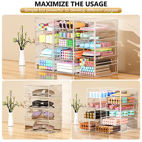 Acrylic Makeup Organizer with 19 Drawers, 4 Pack Clear Storage B90209