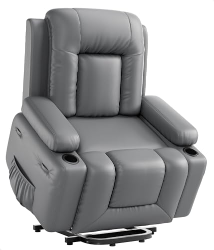 GarveeHome Power Lift Recliner Chair with Heat and Massage, Faux PU, for Elderly I162