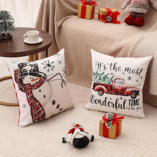 Christmas Pillow Covers 18x18 Set of 4, Double-Sided Print G493315