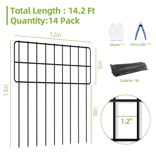 30 Panels No Dig Metal Garden Fence, 13in x 30ft Rustproof Animal Barrier F74072