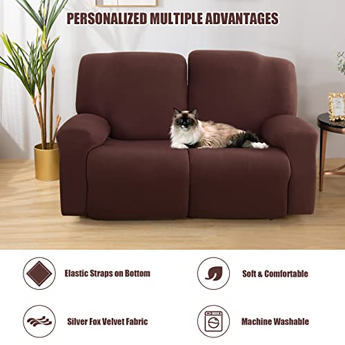 Loveseat Recliner Slipcover with Side Pocket, Stretch Elastic Furniture Protector E391952