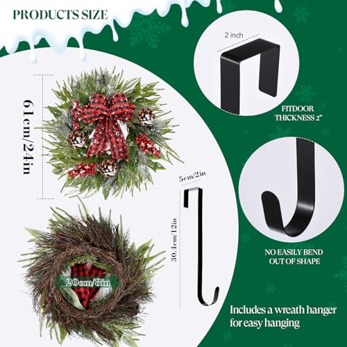 24 Inch Christmas Wreath with Red Bow for Front Door C225