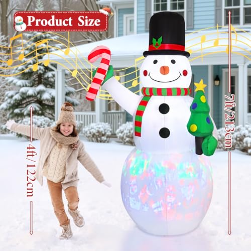 LOMOHOO 7FT Christmas Inflatable Snowman with LED Lights X50095