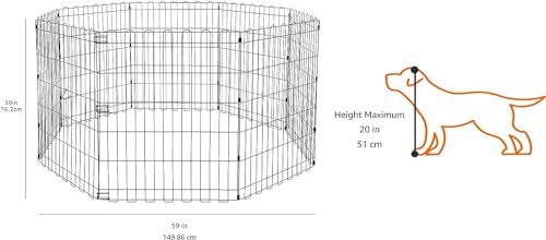 Amazon Basics Foldable Octagonal Metal Dog Playpen, Extra Large, Black G18040