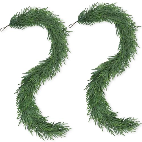 Artgar 12Ft Christmas Pine Garland, 2 Pcs Real Touch Artificial Greenery N48749