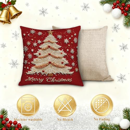 PICKFORU Christmas Throw Pillow Covers 18x18 Set of 4, Winter Holiday Decorative Cushion Cases I32037
