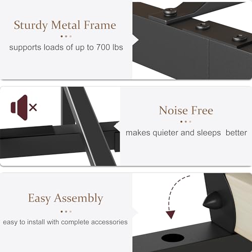 GAOMON Full Bed Frame with Wood Headboard, Metal Frame, Under Bed Storage, Rustic Brown Z50658