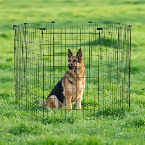 Amazon Basics Foldable Octagonal Metal Dog Playpen, Extra Large, Black G18040
