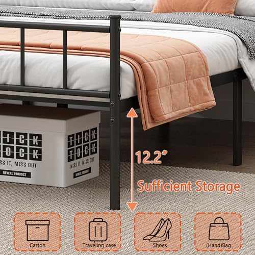 Full Bed Frame Metal Platform Bed with Steel Slat Support F6304