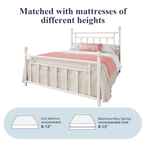 Allewie 14 Inch Full Size Metal Platform Bed Frame with Victorian Headboard, Black E84939