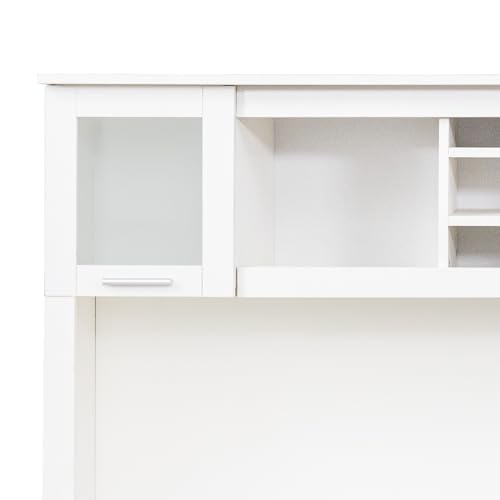 White Corner Desk L Shaped Computer Desk with Drawers and Shelves M491399