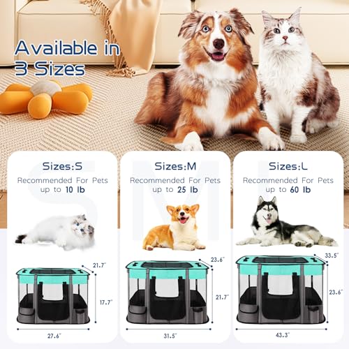 Foldable Dog Cat Playpen with Carrying Case, Water-Resistant, Indoor Outdoor V14642