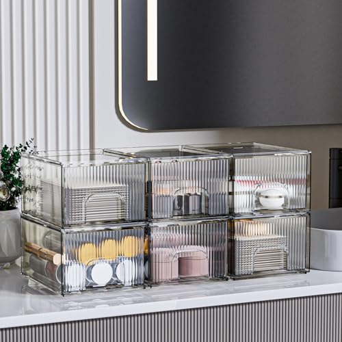 ZHIAI 3 Pack Clear Stackable Acrylic Cosmetic Organizer with Drawers N472