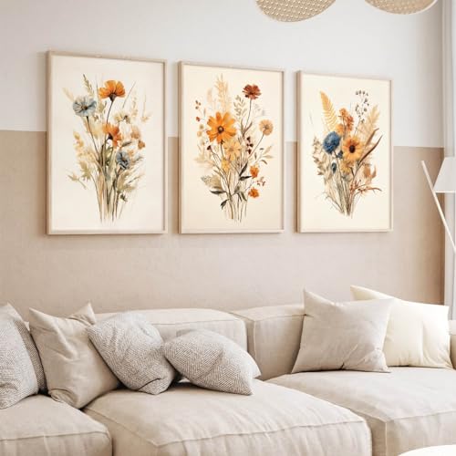 Sage Green Mountain Forest Canvas Wall Art Prints Set of 3, 12x16 Inch Unframed S399