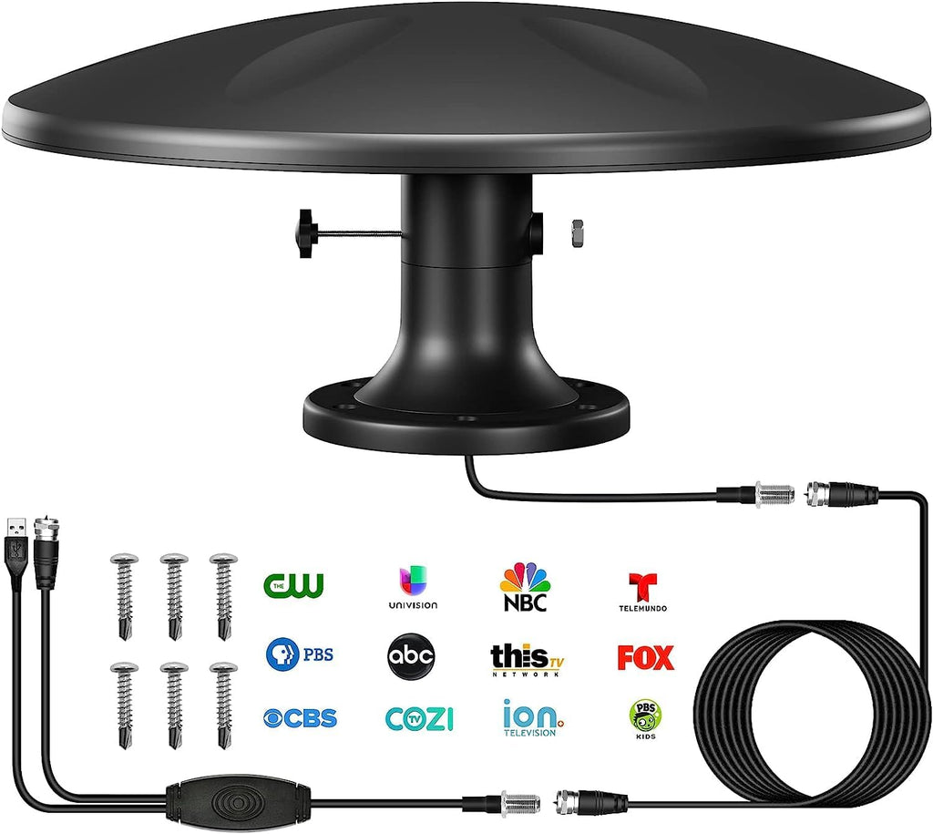 Outdoor TV Antenna 360° Omni-Directional 100+ Miles Range 4K Ready HDTV with 32ft Coax Cable Z275