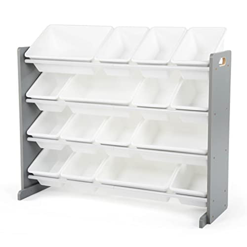 Humble Crew Supersized Toy Storage Organizer with 16 Removable Bins, Grey/White D772791