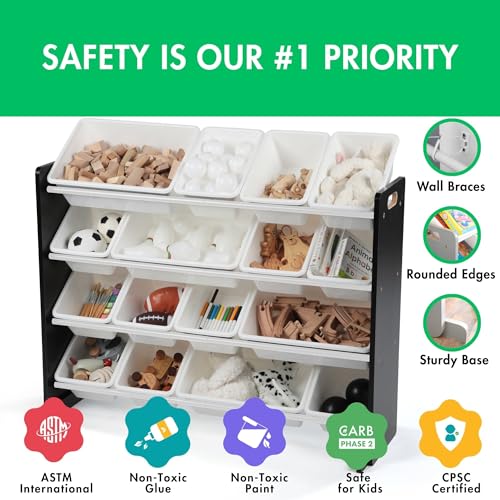 Humble Crew Supersized Toy Storage Organizer with 16 Removable Bins, Grey/White D772791