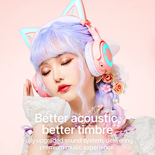 YOWU Cat Ear Headphones 4GS Wireless Bluetooth Noise Cancelling Headset with Mic Q849