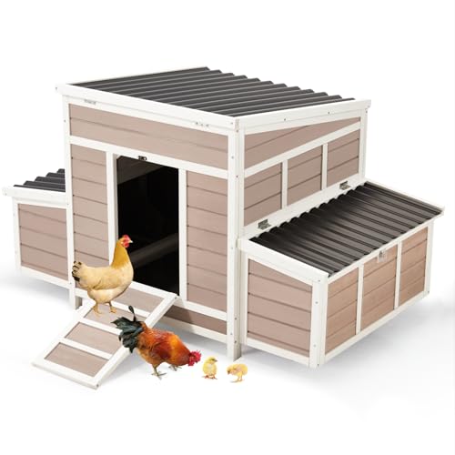 AECOJOY Chicken Coop 56" Wooden Hutch with 6 Nesting Boxes V450