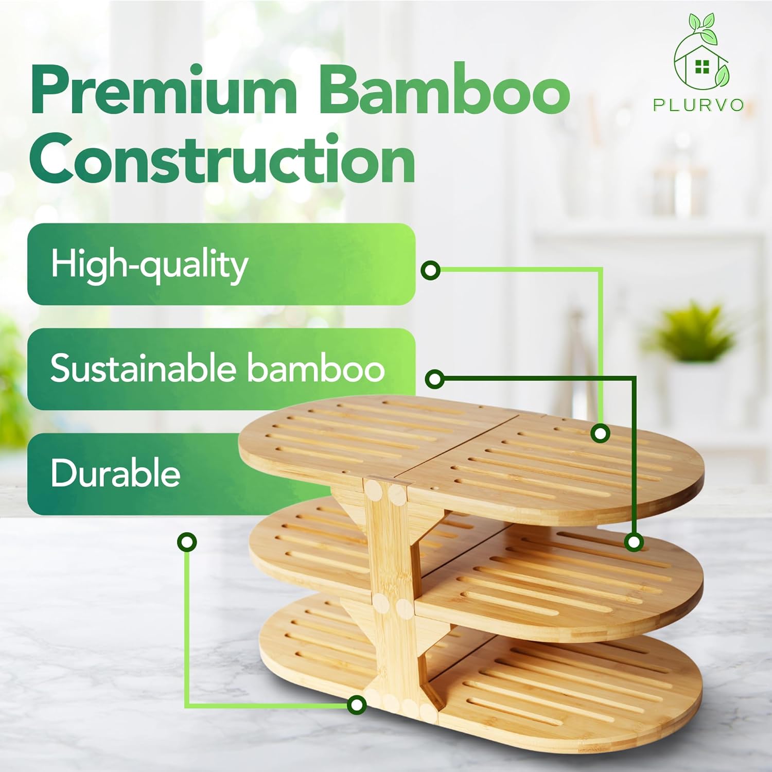 Bamboo 6-Tier Plate Organizer for Cabinet, 20" Wide D49210