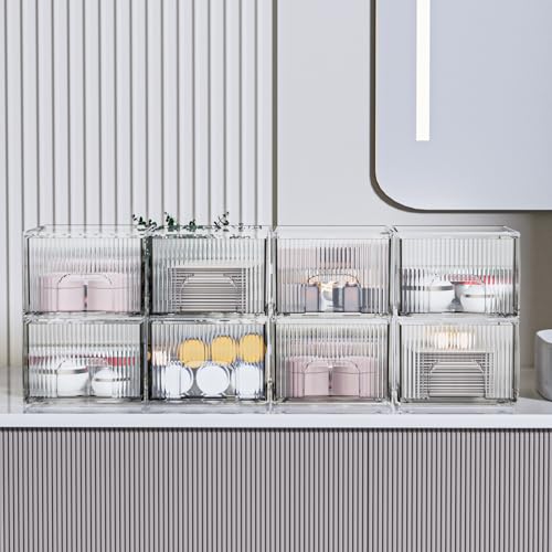 ZHIAI 3 Pack Clear Stackable Acrylic Cosmetic Organizer with Drawers N472