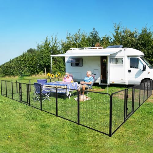 Dog Playpen Outdoor Extra Wide 12 Panels Heavy Duty 40" Height with Doors Portable G77703