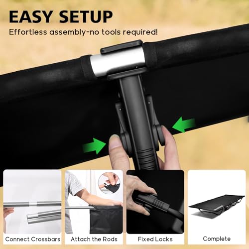 Ultralight Camping Cot for Adults, Portable Folding, Supports 352lbs, Black Y92139