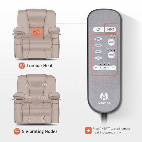MCombo Small Power Lift Recliner Chair with Massage and Heat, Brown N356790