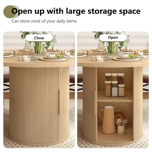 47 inch Round Dining Table with Storage Shelf (Walnut) N502088