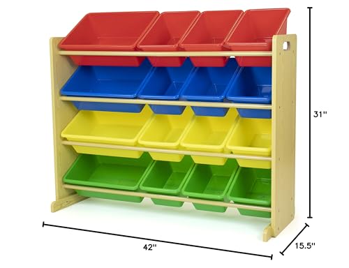 Humble Crew Supersized Toy Storage Organizer with 16 Removable Bins, Grey/White D772791