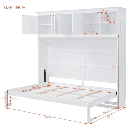 Harper & Bright Designs Full Murphy Cabinet Bed with USB Port, Gray F28708