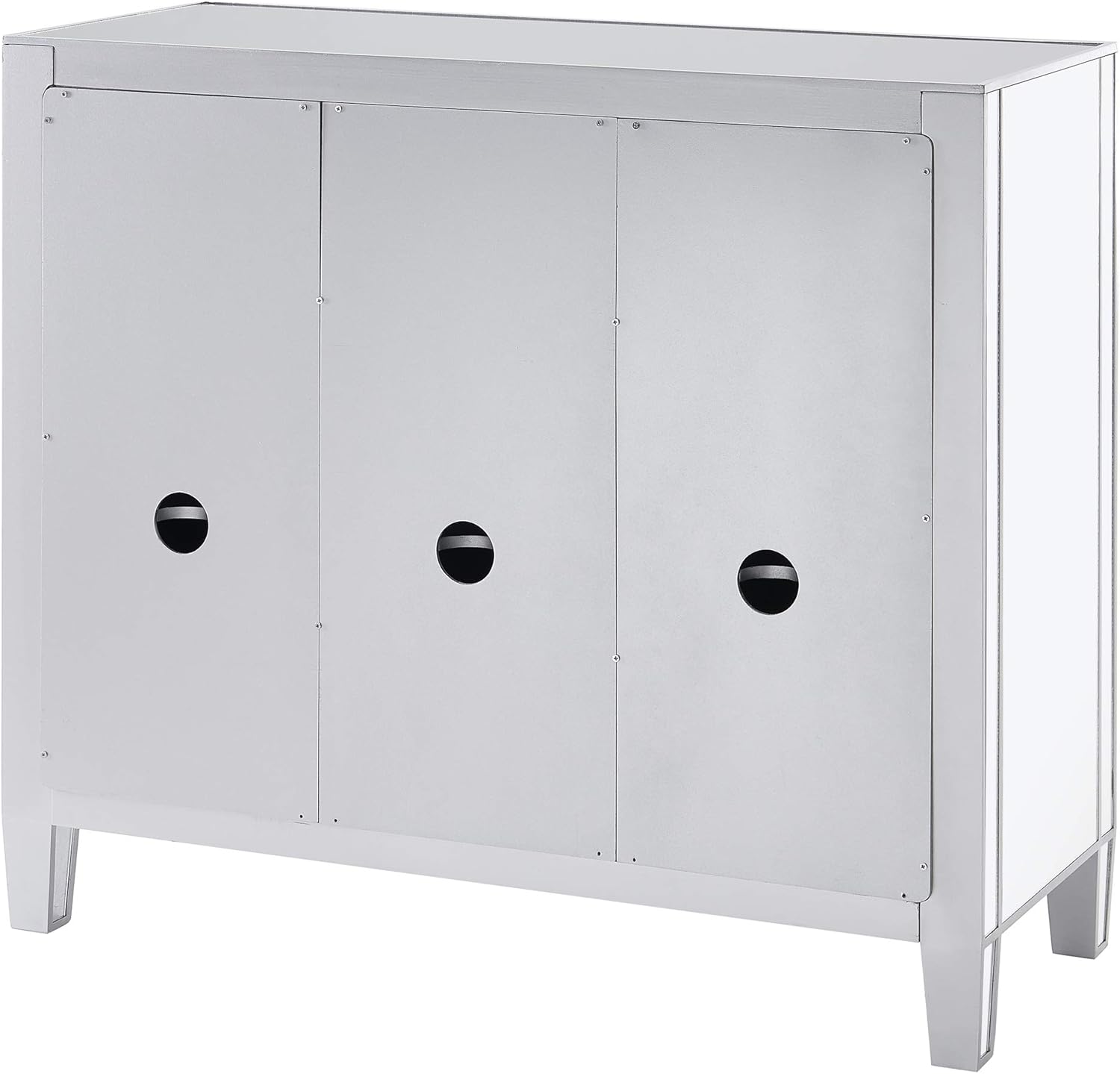 SEI FURNITURE Mirage Cabinet, Mirrored with Matte Silver Trim T84358