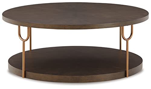 Signature Design by Ashley Ranoka Round 42" Coffee Table, Goldtone Finish O305