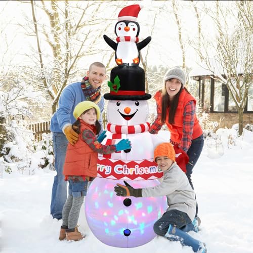 LOMOHOO 7FT Christmas Inflatable Snowman with LED Lights X50095