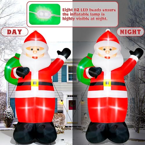 Giant Inflatable Santa Claus with LED Lights Outdoor Christmas Decorations W1618